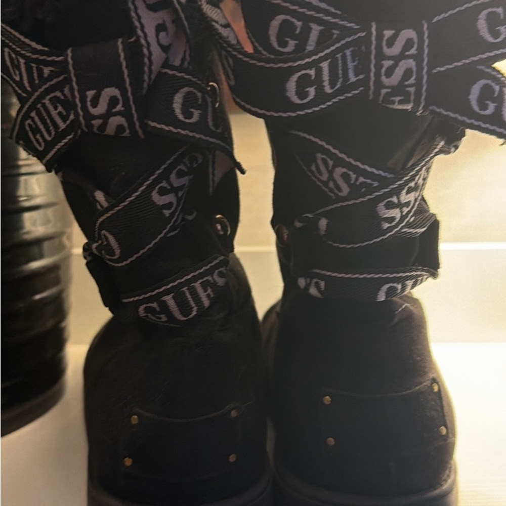 Guess Black Boots with Logo Straps